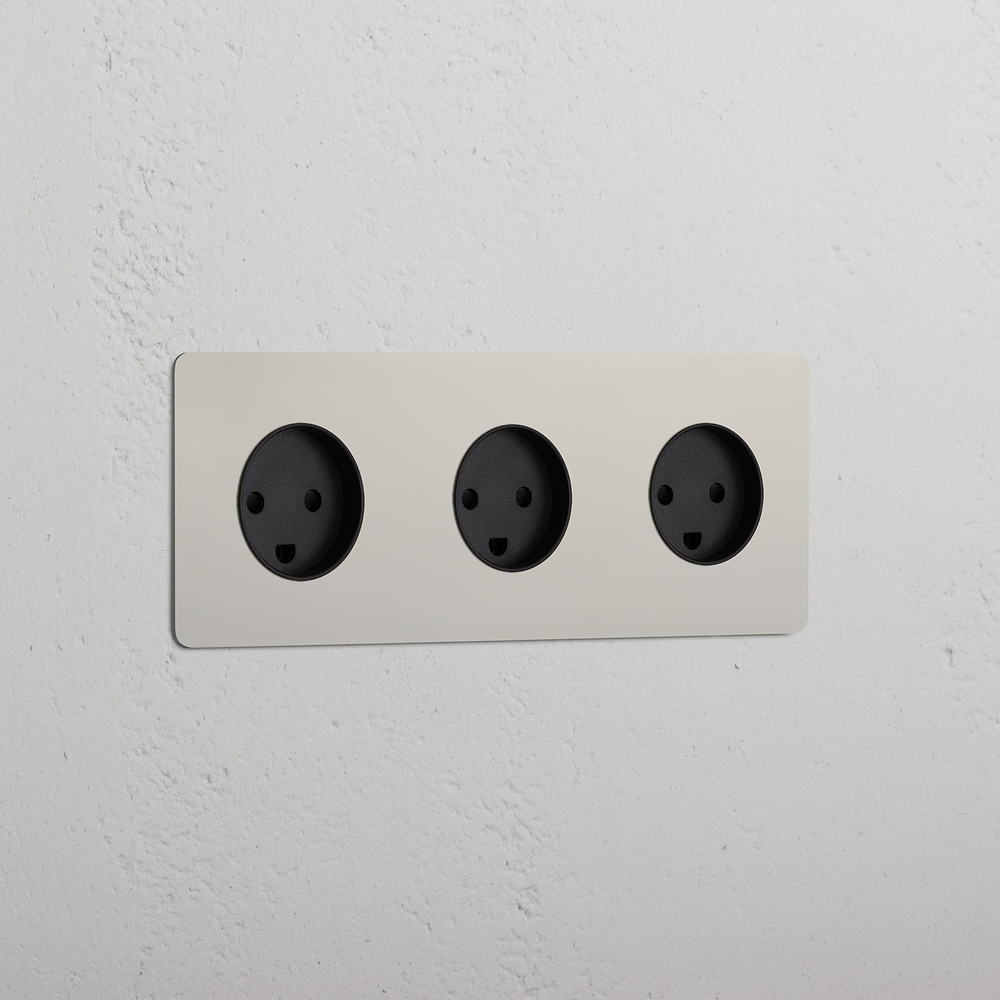 Kew Triple 3x Danish Type K Socket - Polished Nickel | Black