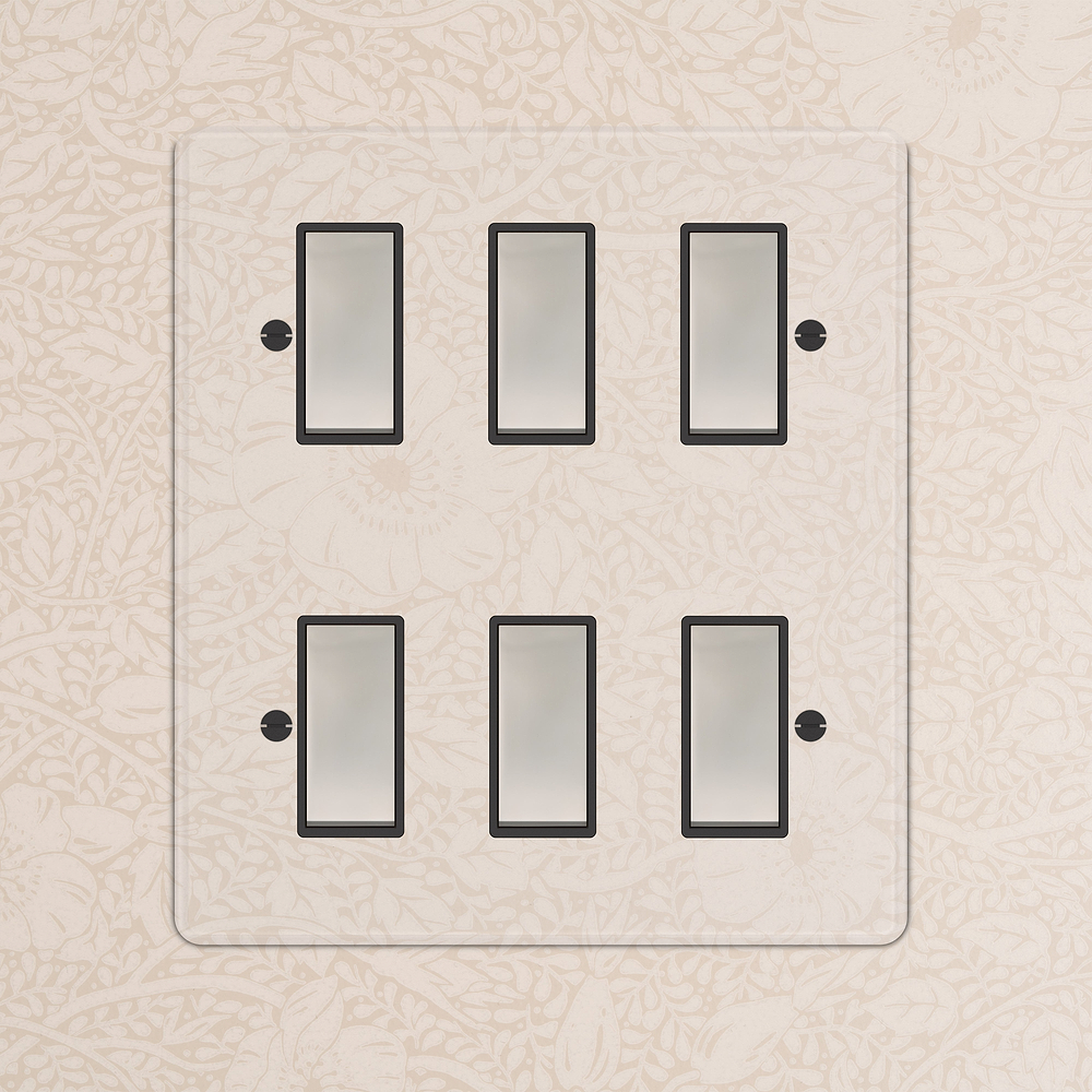 6G Two Way Rocker Switch - Clear Polished Nickel | Black