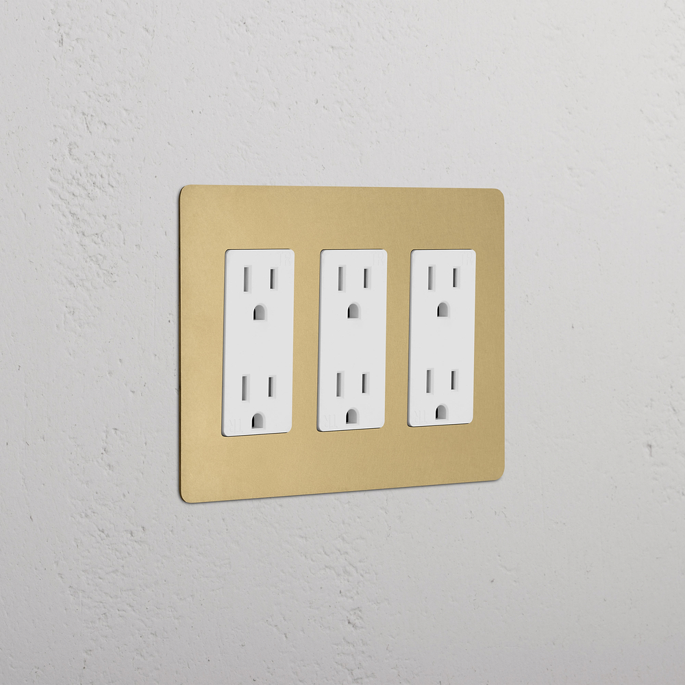 Kew 3G Outlet - Antique Brass White