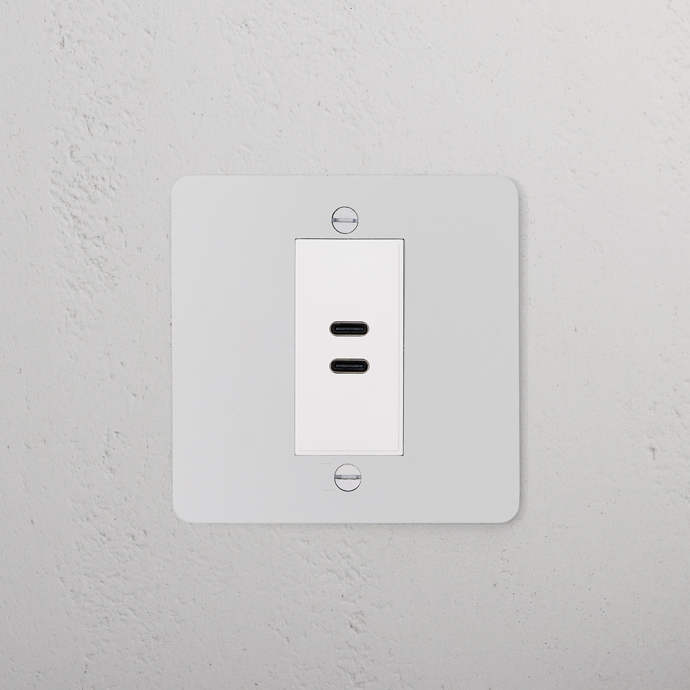Single USB-C+C Socket - Paintable | White