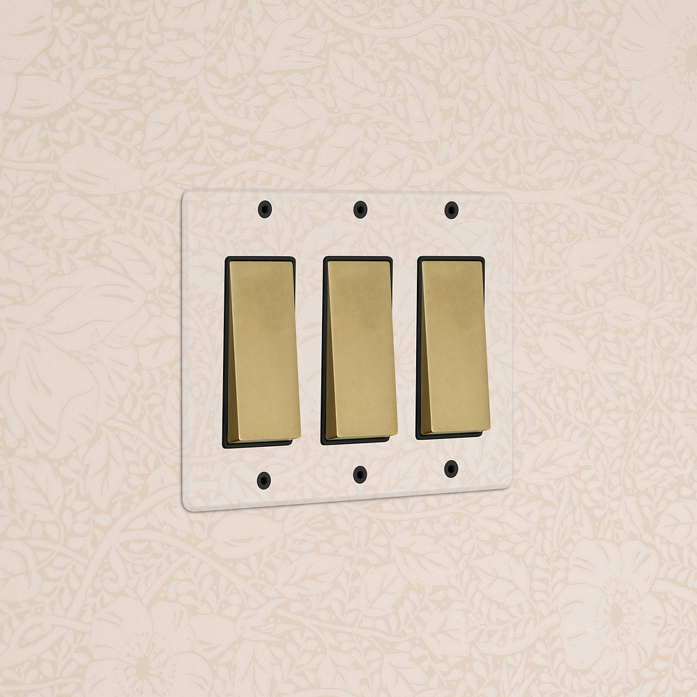 Kew 3G Rocker Switch - Clear Antique Brass Black