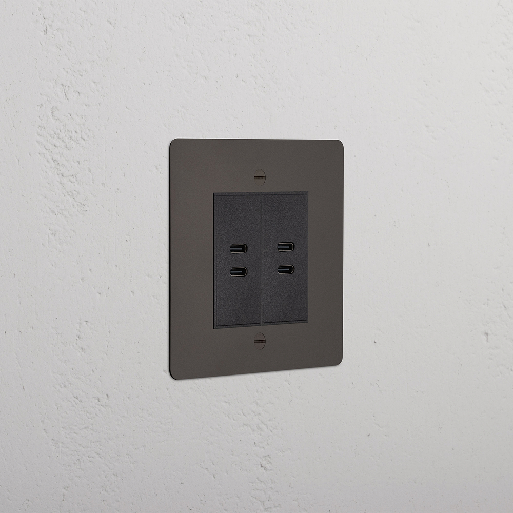 Single 2x USB-C+C Socket - Bronze | Black