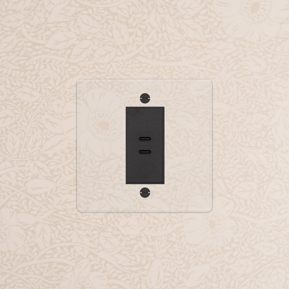 Single USB-C+C Socket - Clear | Black