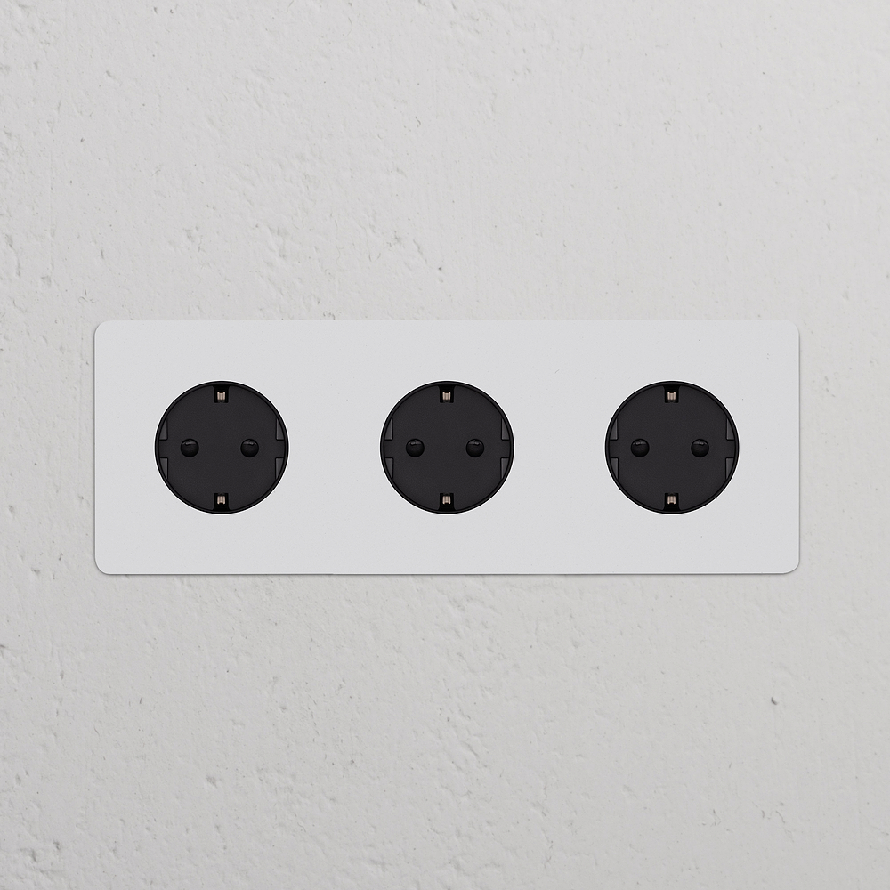 Kew Drievoudige 3x Schuko type F stopcontact – Beschilderbaar | Zwart