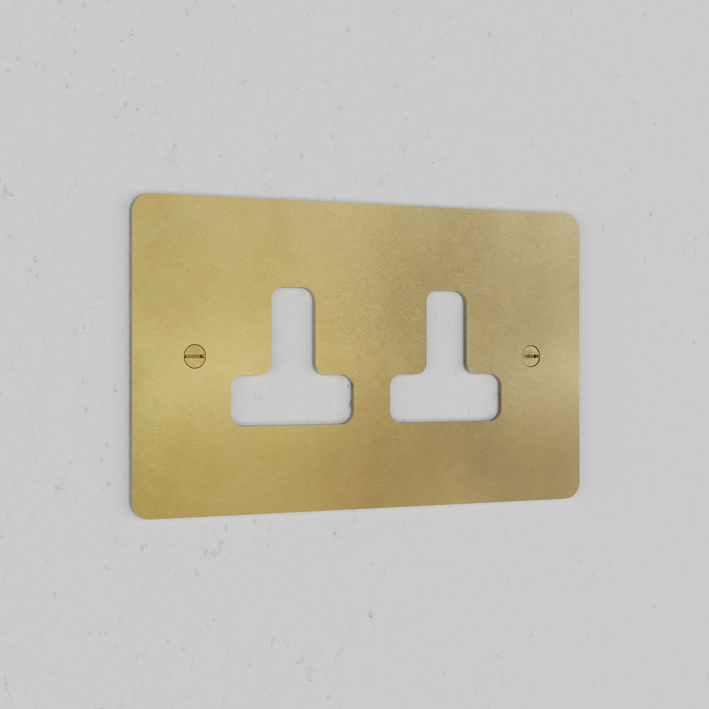 Double Unswitched Socket Plate - Antique Brass