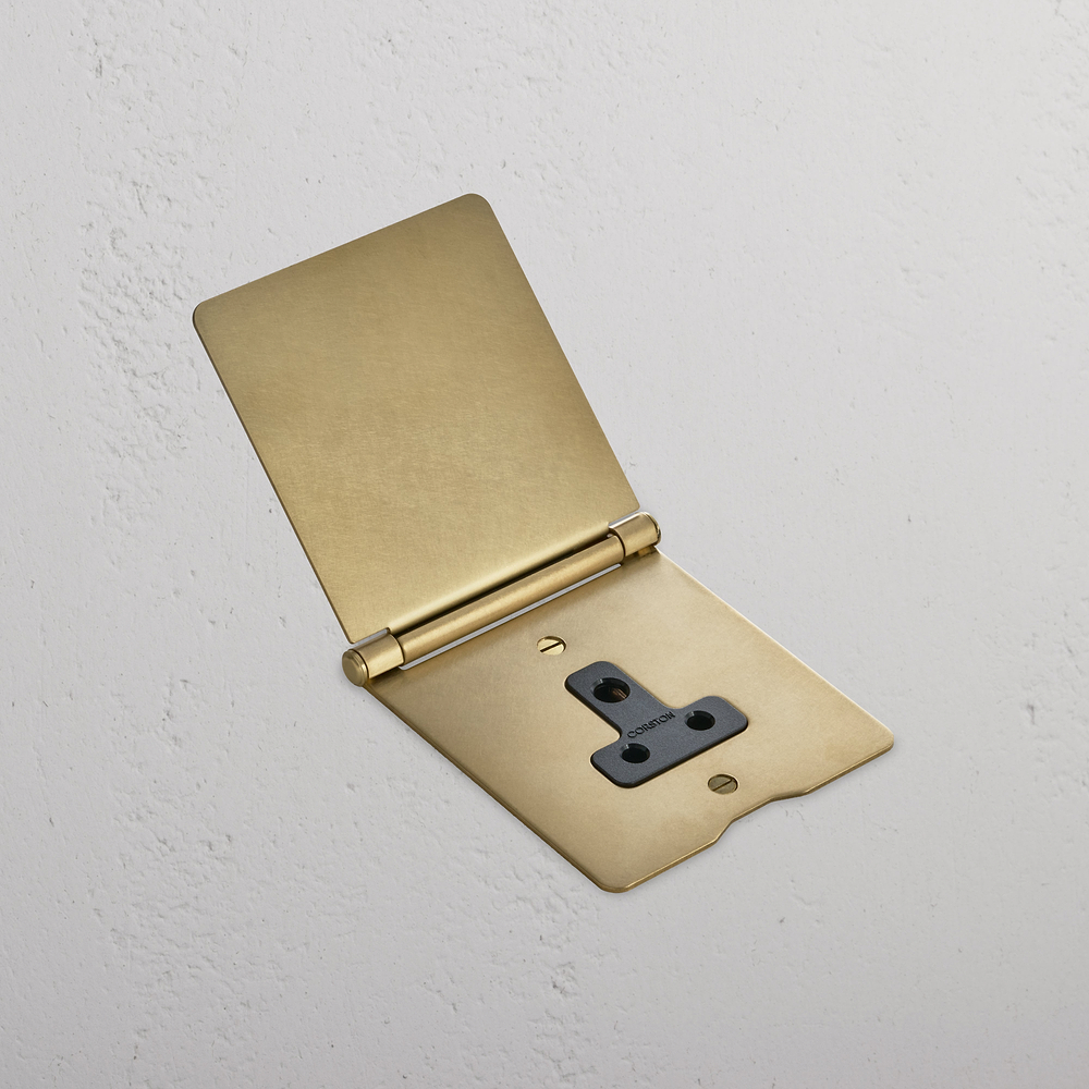 Single 5A Light Floor Socket - Antique Brass | Black