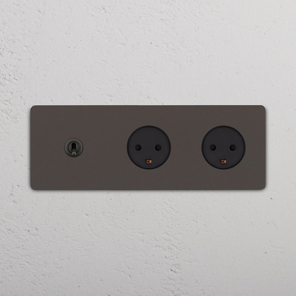 Grove Interruttore Levetta & Danese Tipo K 2x Triplo - Bronzo | Nero
