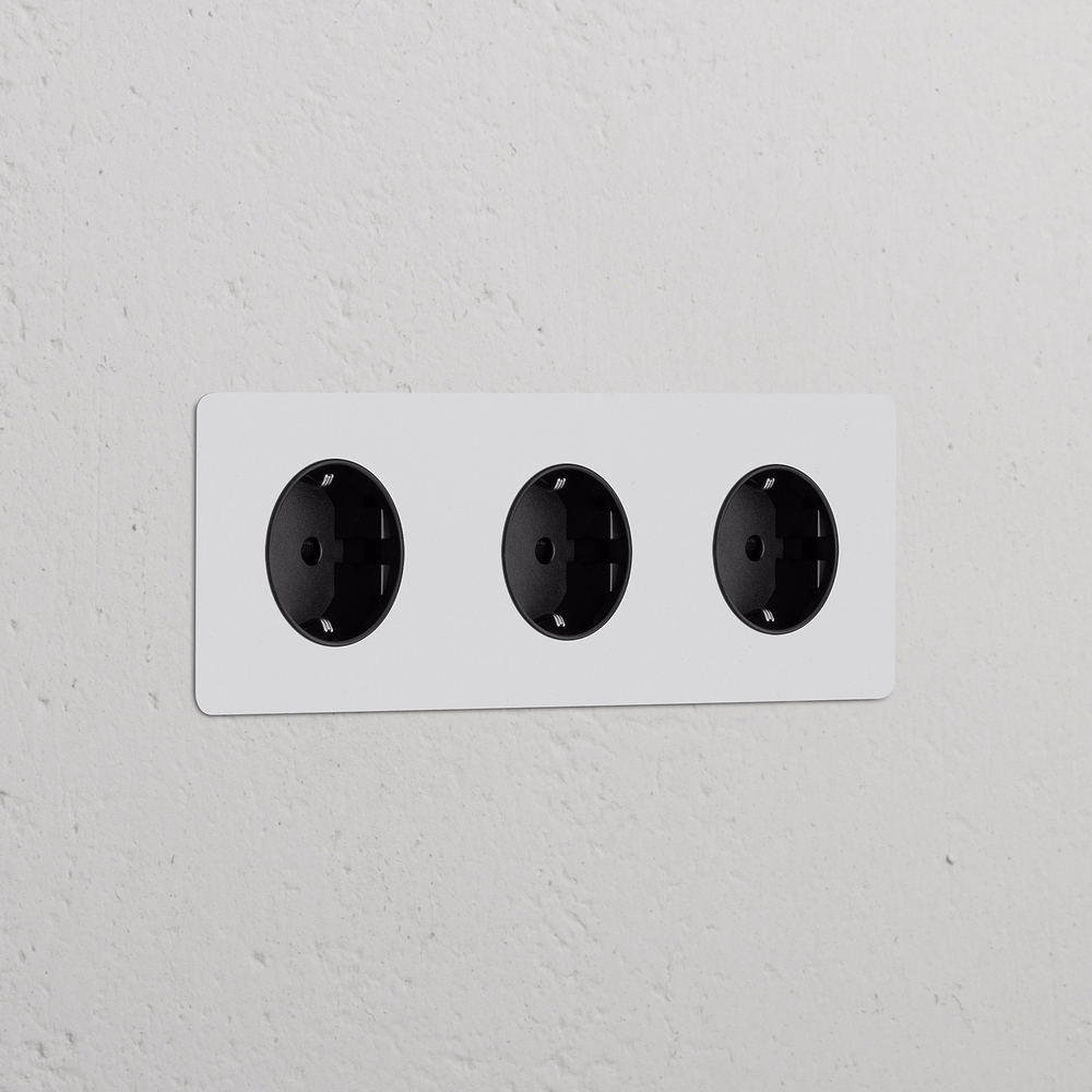 Kew Drievoudige 3x Schuko type F stopcontact – Beschilderbaar | Zwart