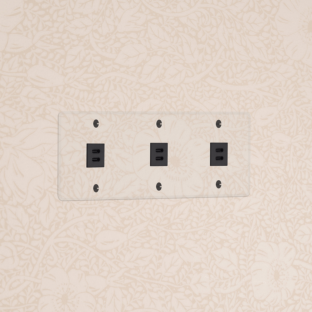 Kew Trojitá zásuvka 3x USB-C 30 W – Průhledné | Černá