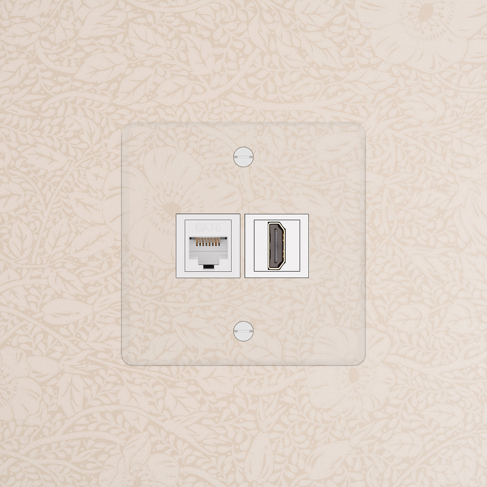 Kew Prise RJ45 & HDMI (Plaque Simple) – Transparence | Blanc