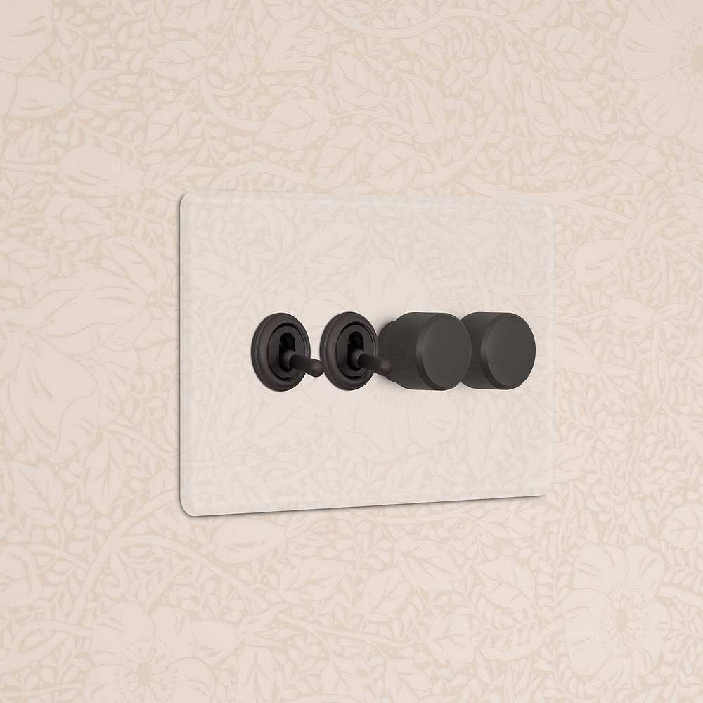 4G 2x Toggle Switch & 2x Dimmer Switch - Clear Bronze