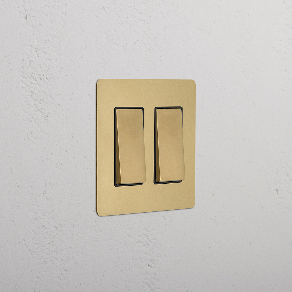Kew 2G Rocker Switch - Antique Brass Black