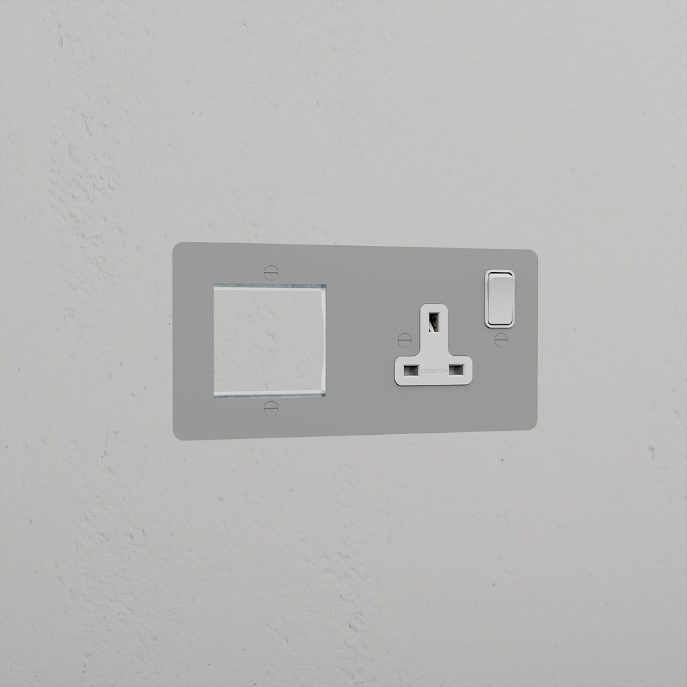 50mm Module & Single Socket Plate - Paintable | White