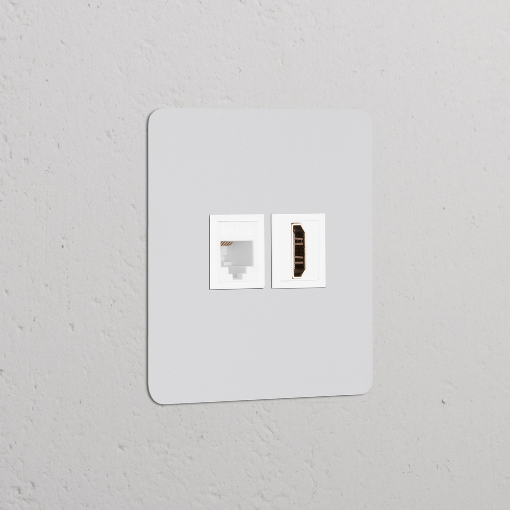 Kew Tomada RJ45 & HDMI individual – Pintável | Branco