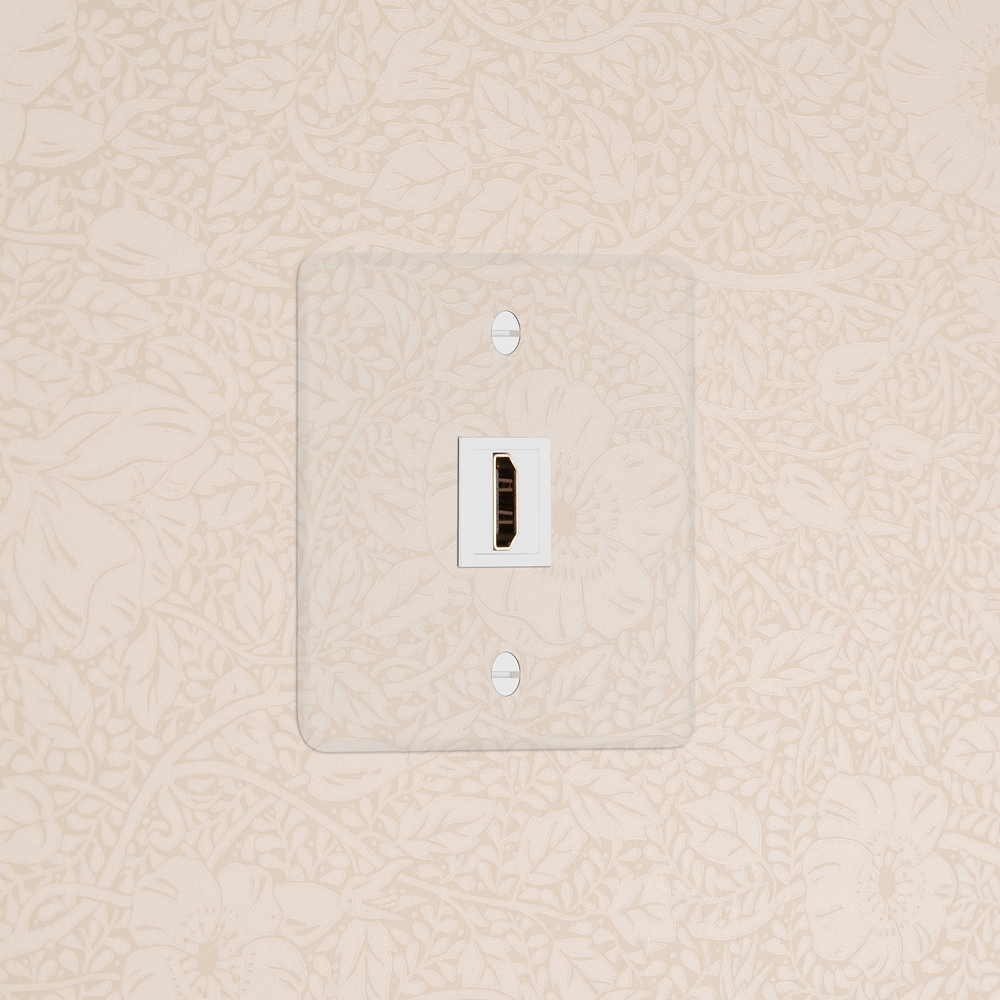 Kew Prise HDMI (Plaque Simple) – Transparence | Blanc