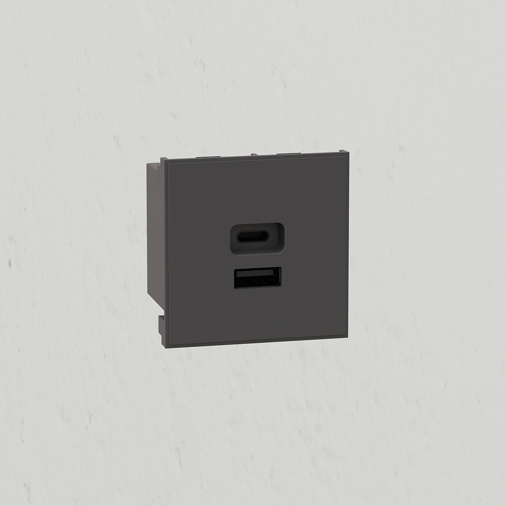USB-A+C 30W 50mm Module - Black