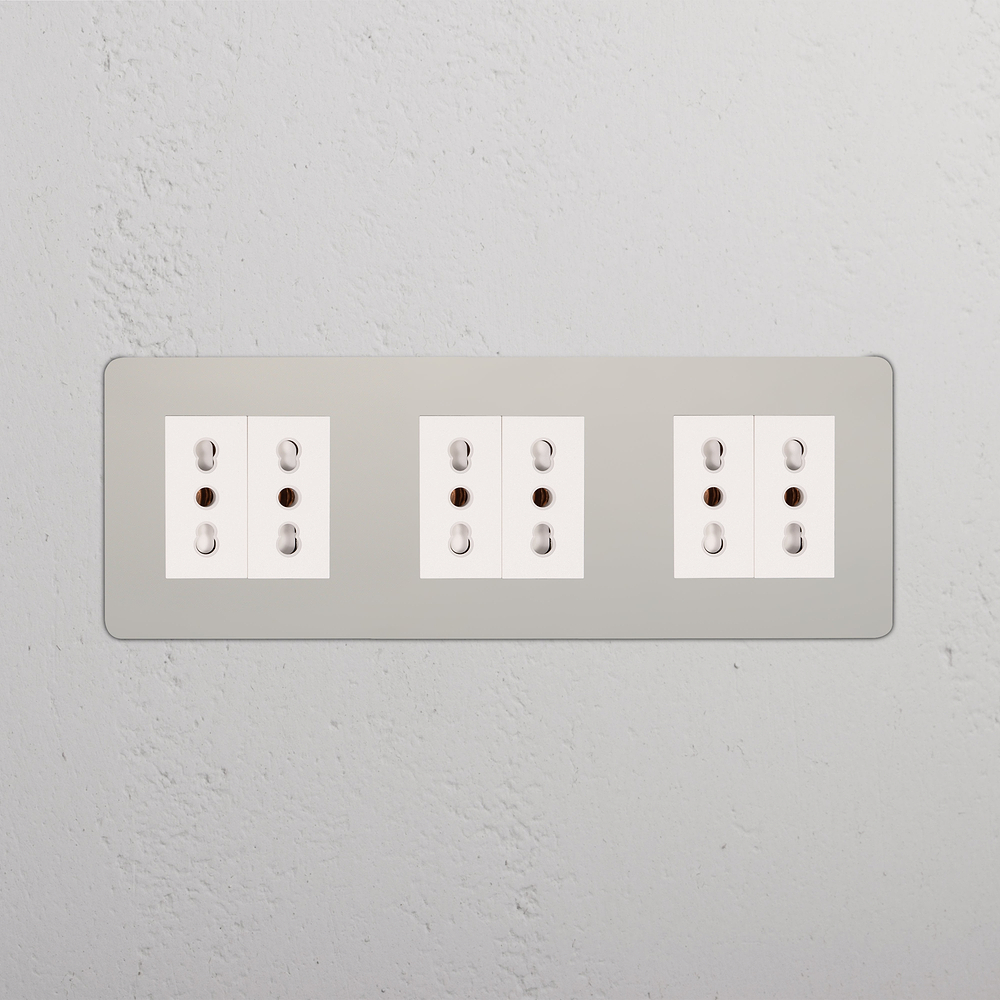 Kew Prise Bipasso x6 (Plaque Triple) - Nickel Poli | Blanc