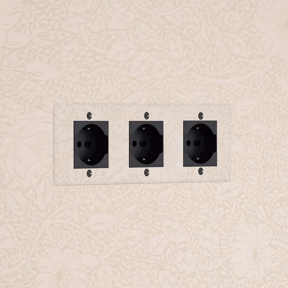 Triple 3x Schuko/Bipasso Module - Clear Black