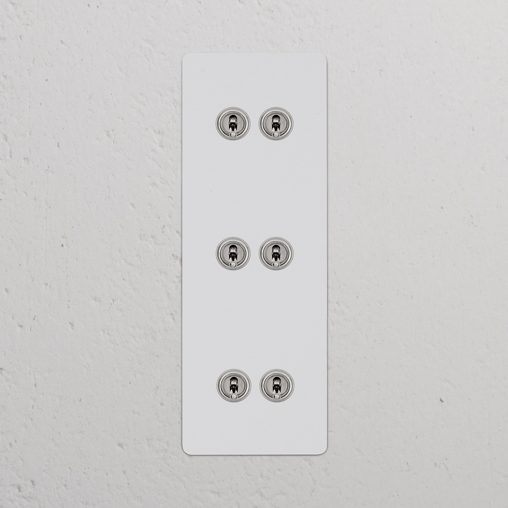 Kew Triple 6x Vertical Toggle Switch - Paintable Polished Nickel