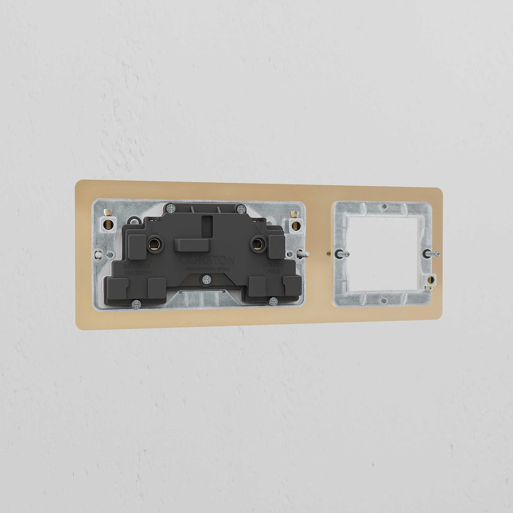 50mm Module & Double Socket Plate - Antique Brass | White
