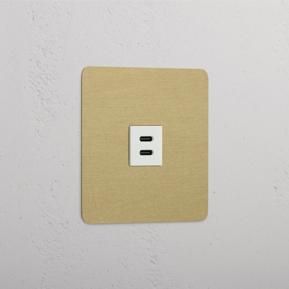 Kew Enkele USB-C 30 W stopcontact - Antiek messing - Wit