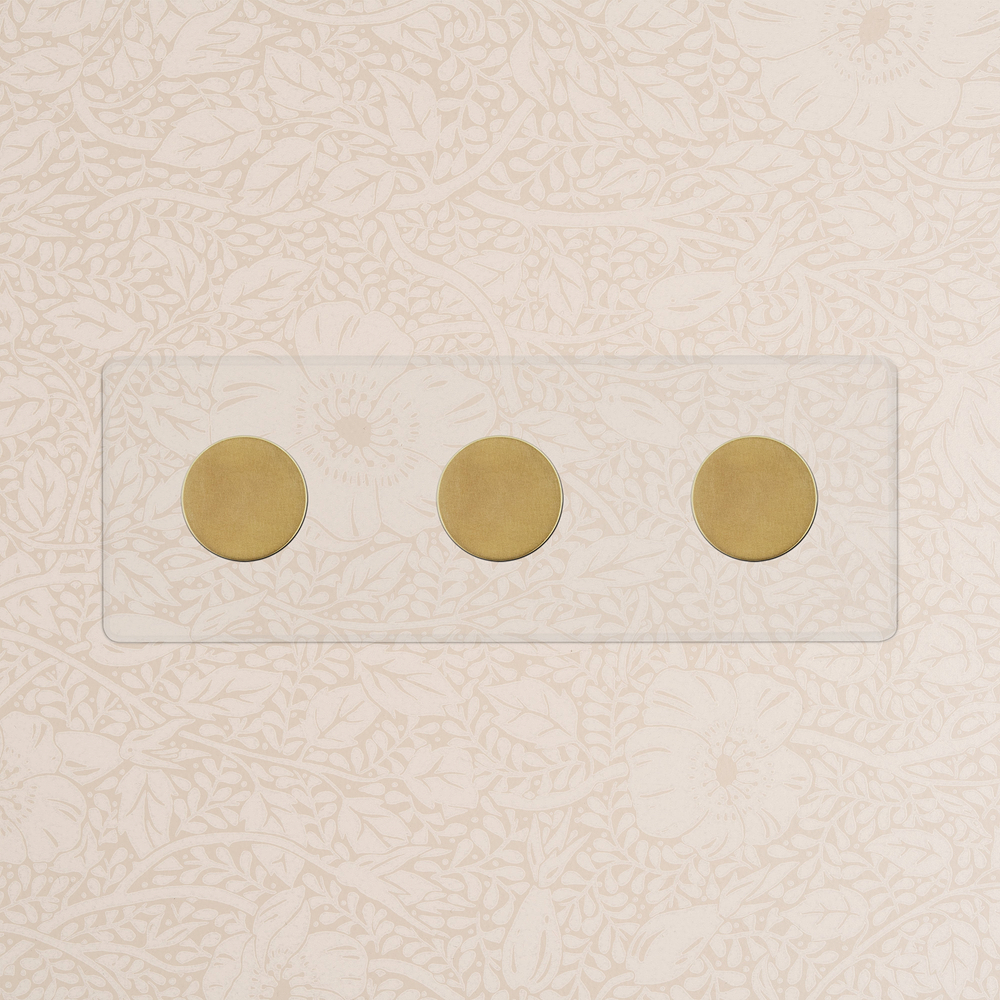Kew Triple 3x Multiway Dimmer Switch - Clear Antique Brass