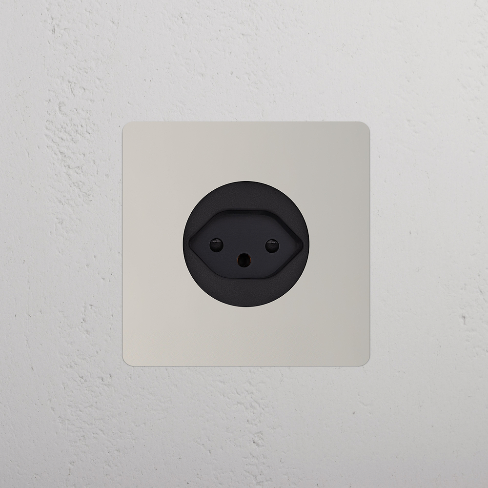 Kew Single Swiss Type J Socket - Polished Nickel | Black