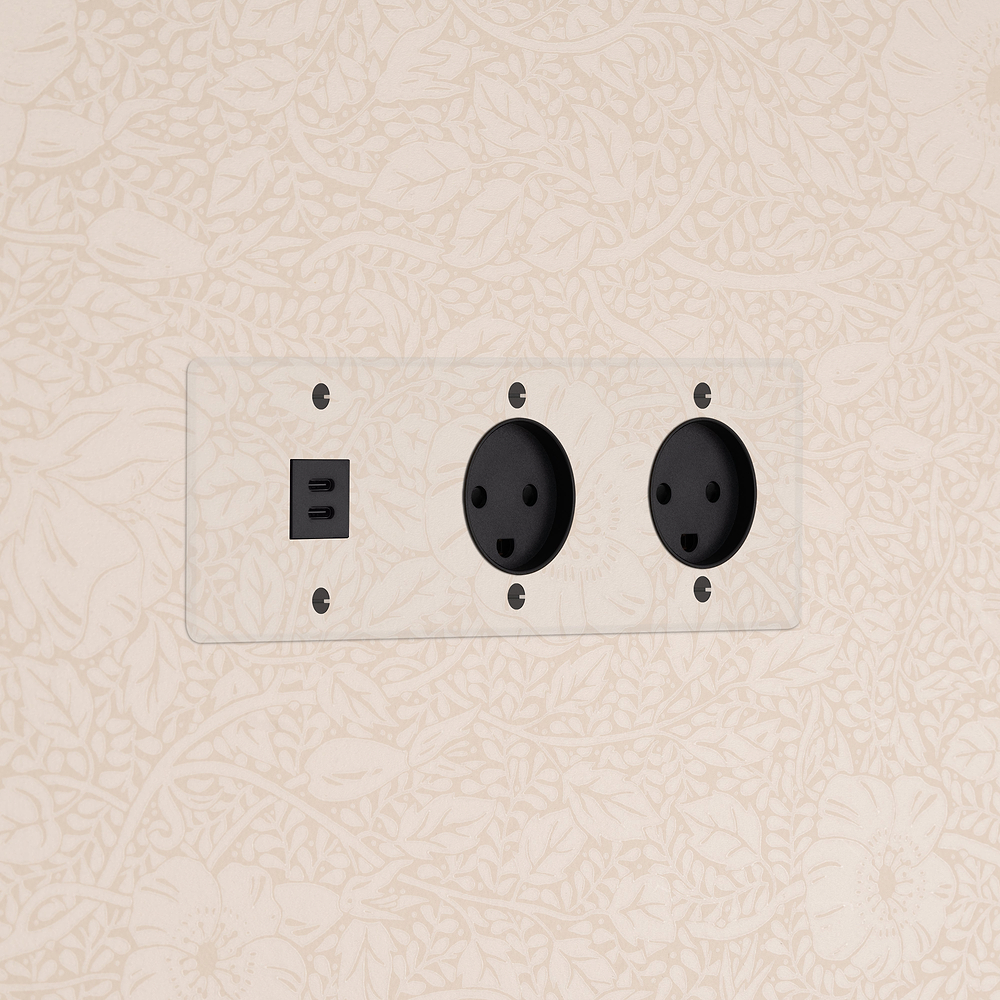 Kew Triple USB-C 30W & 2x Danish Type K Socket - Clear | Black