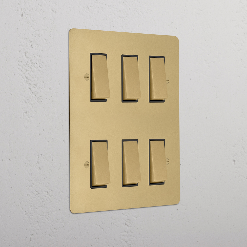 6G Two Way Rocker Switch - Antique Brass | Black
