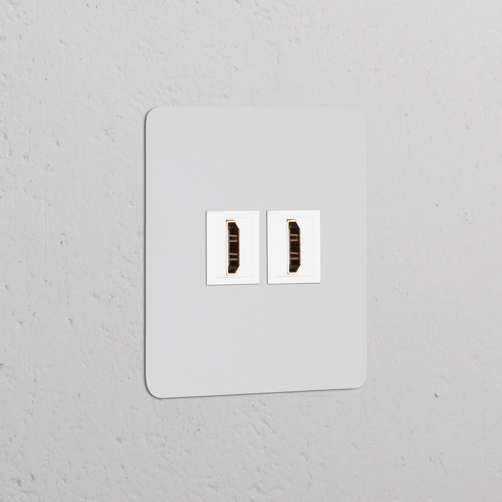 Kew Prise HDMI x2 (Plaque Simple) – Peignable | Blanc