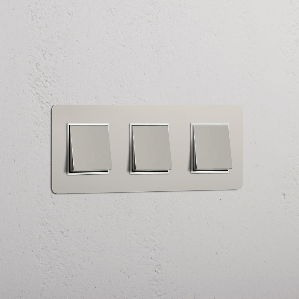 Kew Triple 3x Rocker Switch - Polished Nickel | White