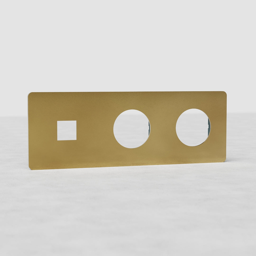 Grove Triple Keystone & 2x Socket Plate - Antique Brass