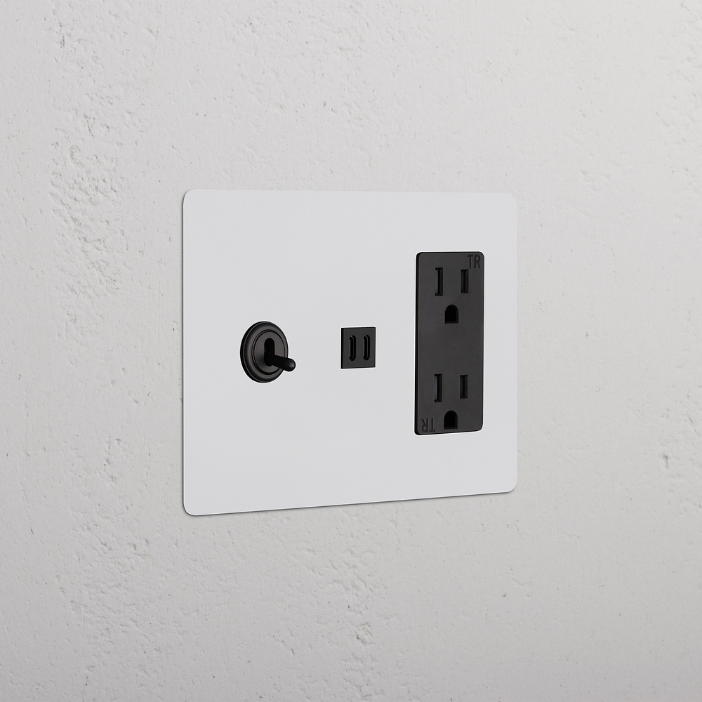 Kew 3G Toggle Switch & Outlet & Fast Charge USB - Paintable Bronze Black