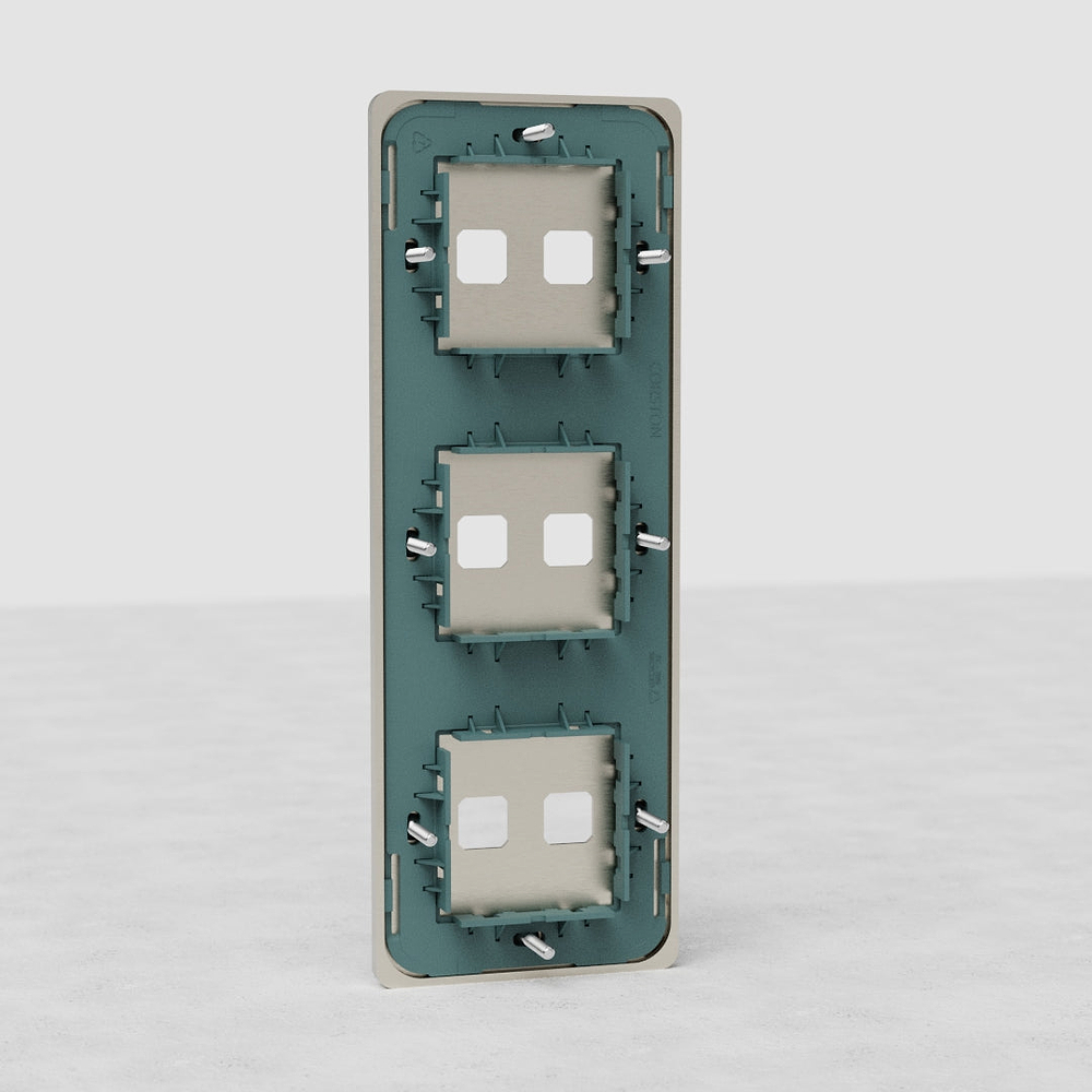 Grove Triple 6x Vertical Switch Plate – Satin Nickel