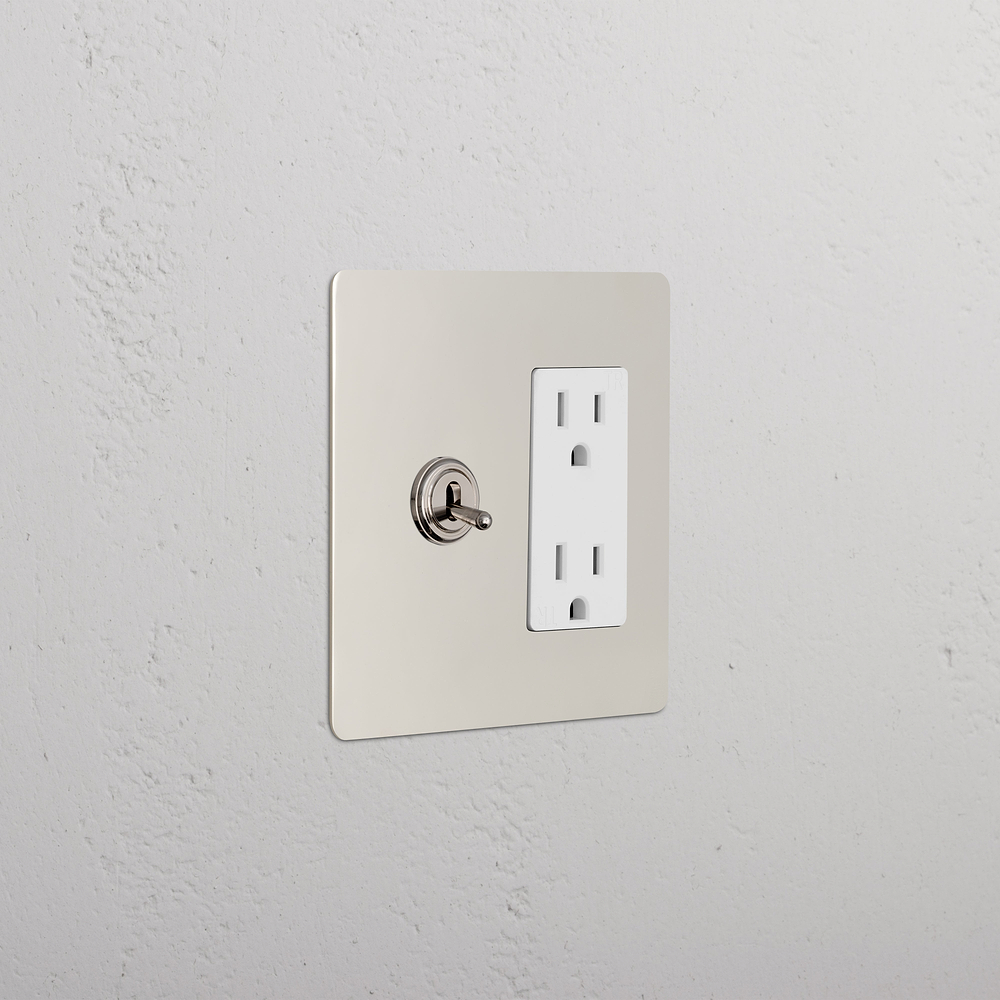 Kew 2G Toggle Switch & Outlet - Polished Nickel White