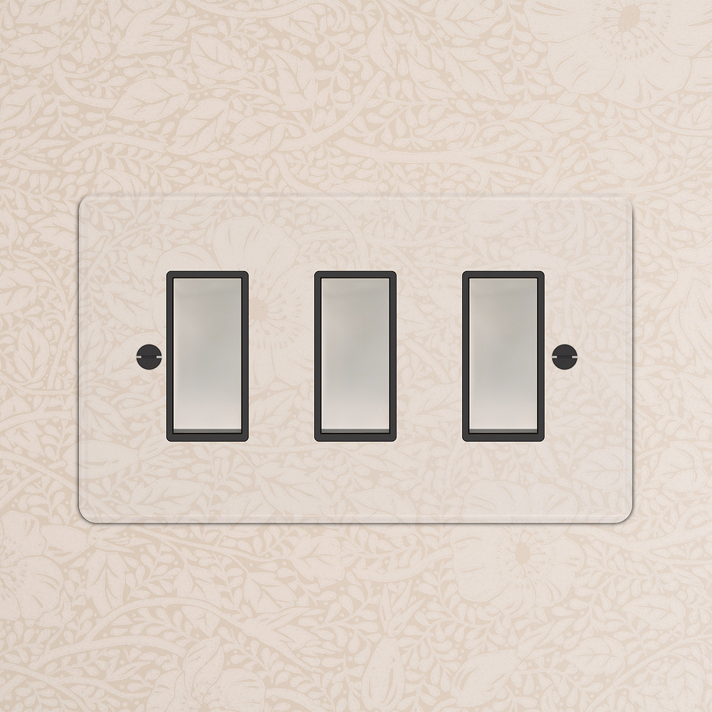 3G Two Way Rocker Switch - Clear Polished Nickel | Black