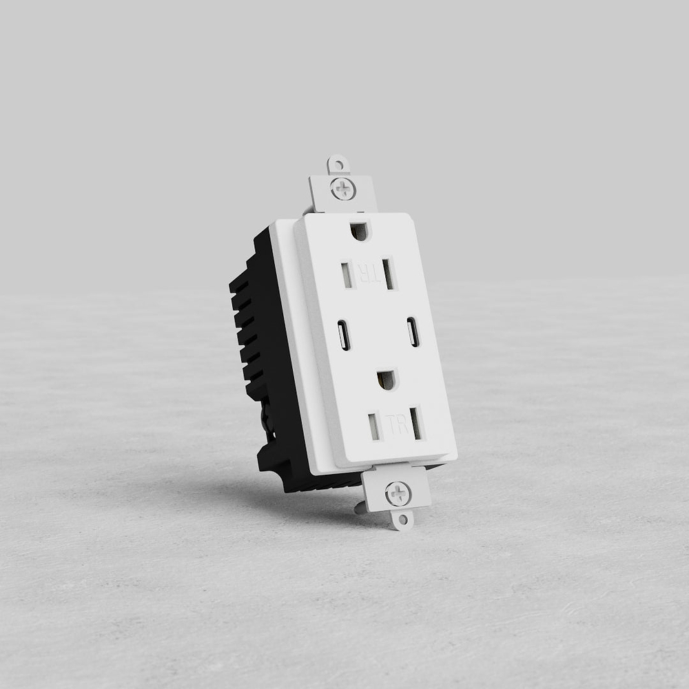 Power Outlet with USB 15A - White