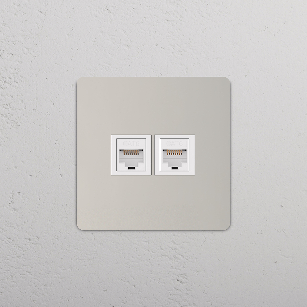 Grove Single 2x RJ45 Socket - Polished Nickel | White