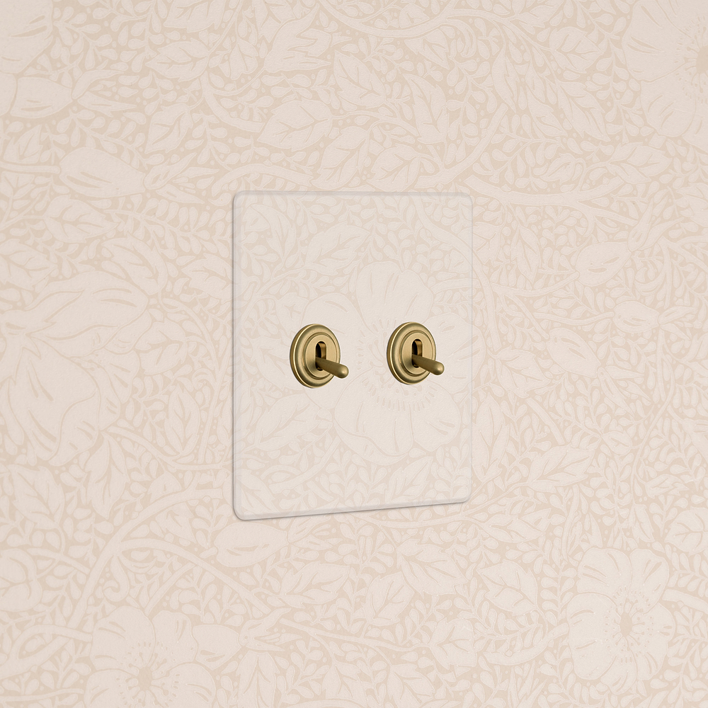 Kew 2G Toggle Switch - Clear Antique Brass