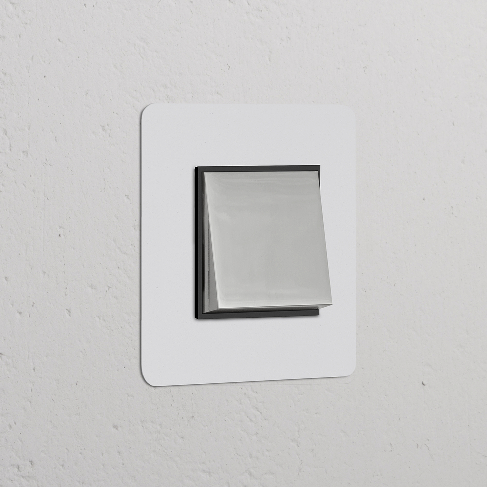 Kew Single Intermediate Rocker Switch - Paintable Polished Nickel | Black