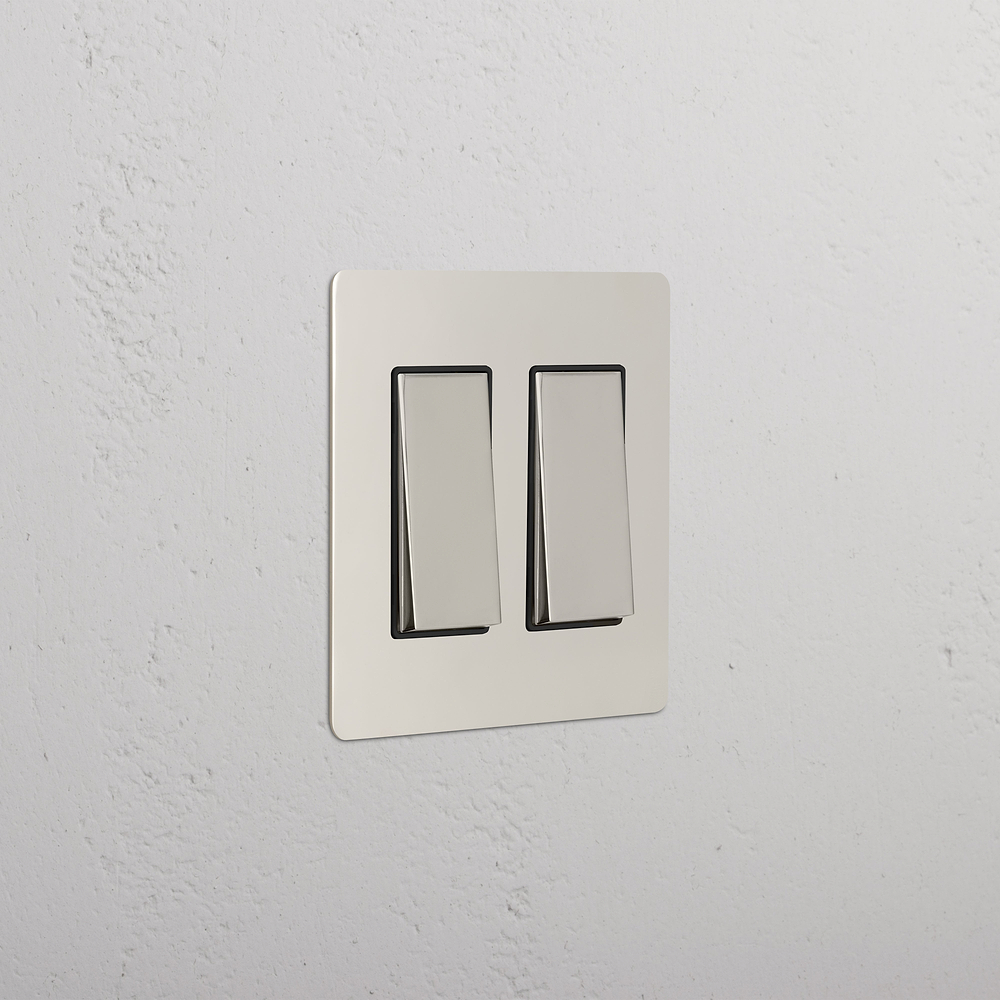 Kew 2G Rocker Switch - Polished Nickel Black