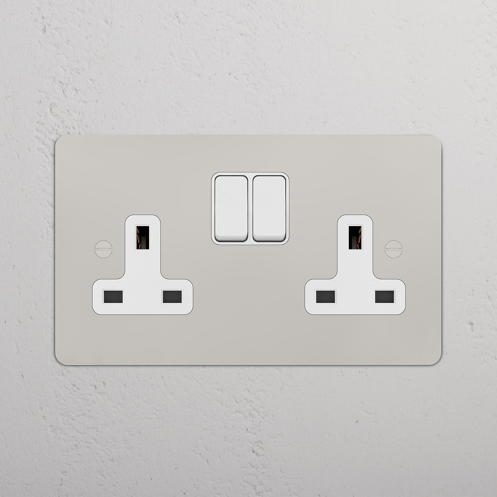 Double Socket - Polished Nickel | White