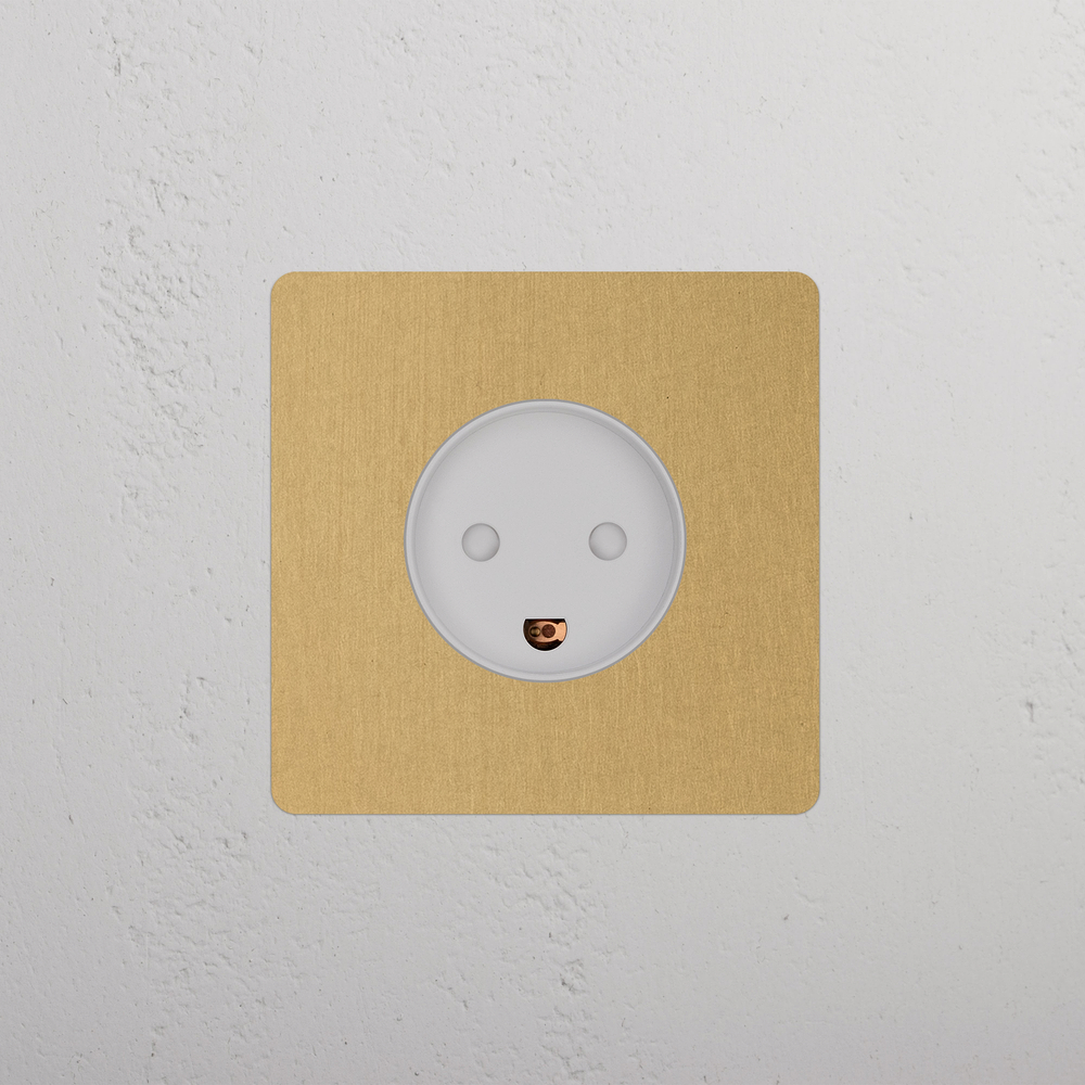 Kew Single Danish Type K Socket - Antique Brass | White
