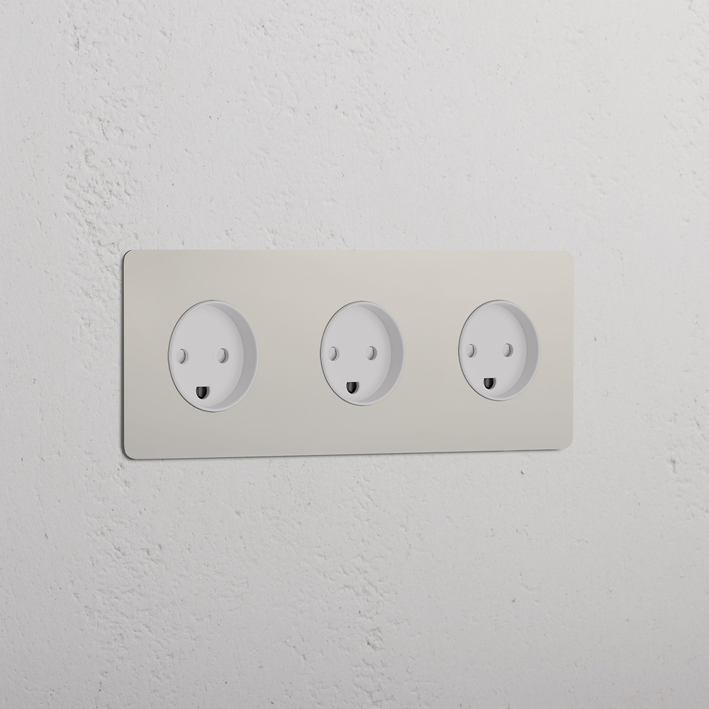 Kew Triple 3x Danish Type K Socket - Polished Nickel | White
