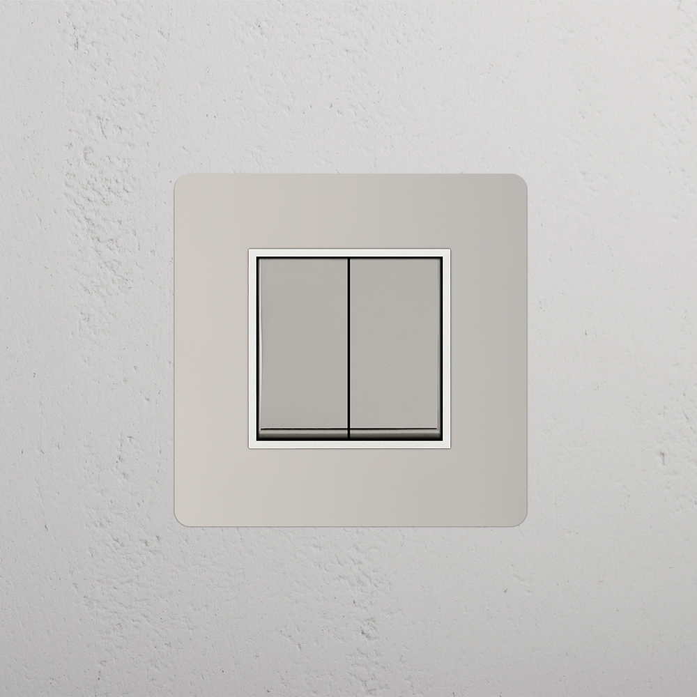 Kew Interruptor conmutador de balancín x2 (marco individual) - Níquel pulido | Blanco