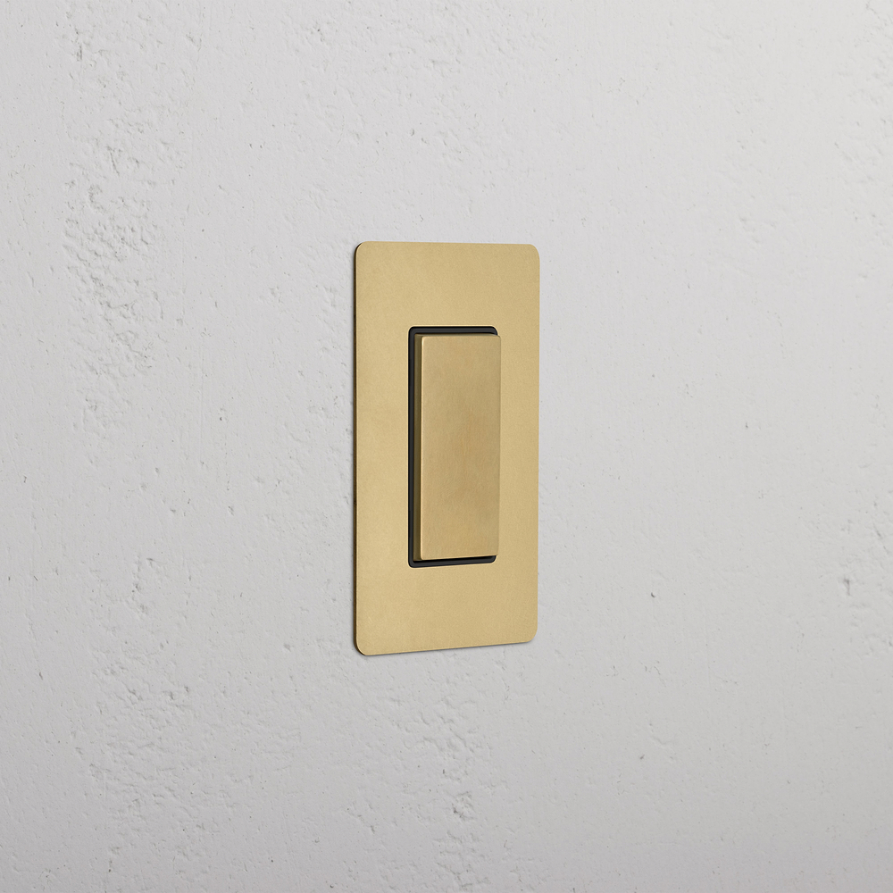 Kew 1G Center Retractive Rocker Switch - Antique Brass Black