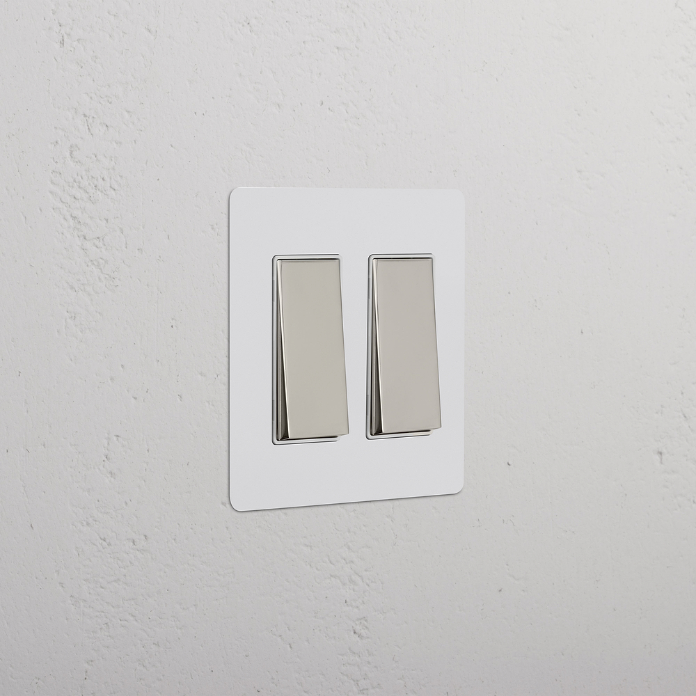 Kew 2G Rocker Switch - Paintable Polished Nickel White