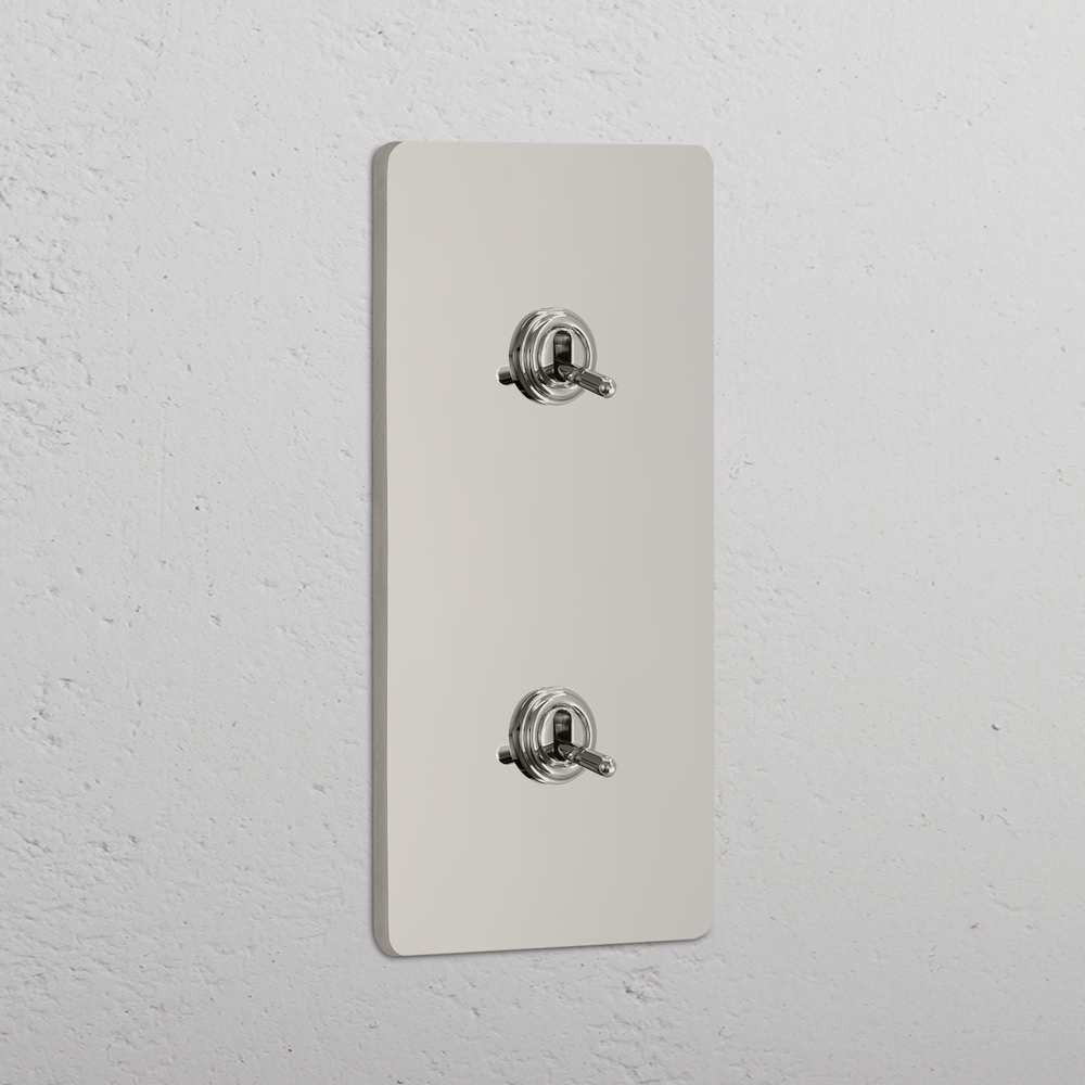 Grove Double 2x Vertical Toggle Switch - Polished Nickel