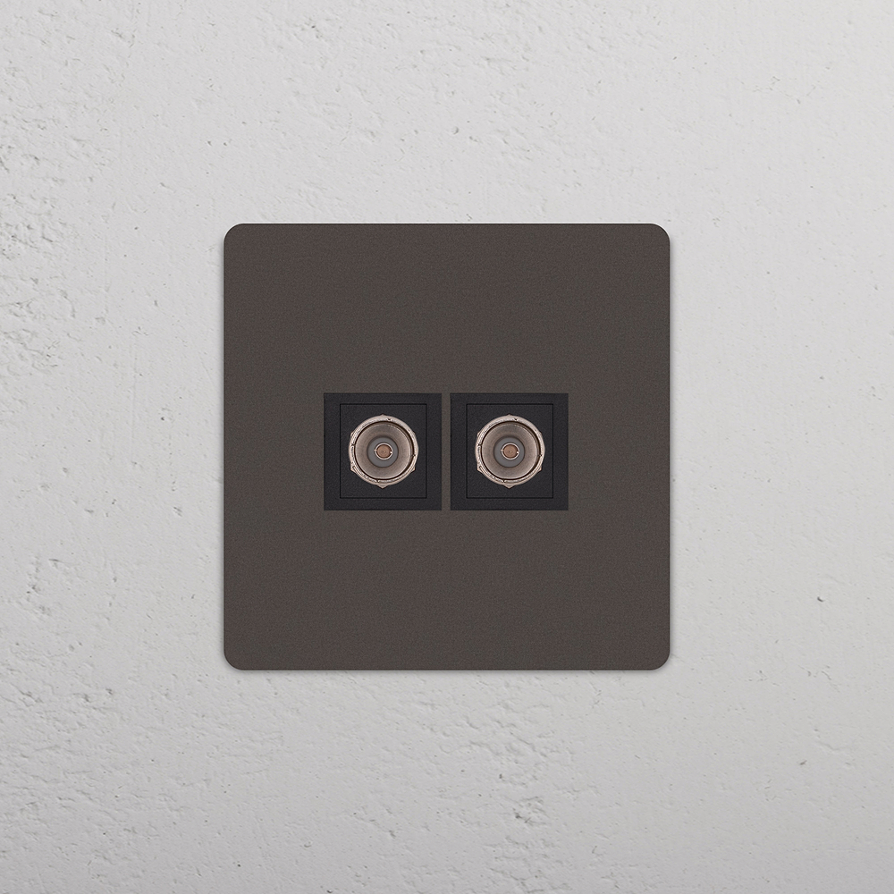 Grove Single 2x TV Socket - Bronze | Black
