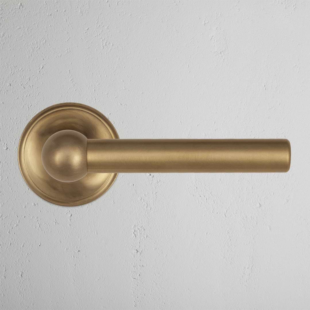 Harper Fixed Door Handle - Antique Brass
